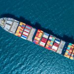 container ship large ship top view cargo delivery ocean