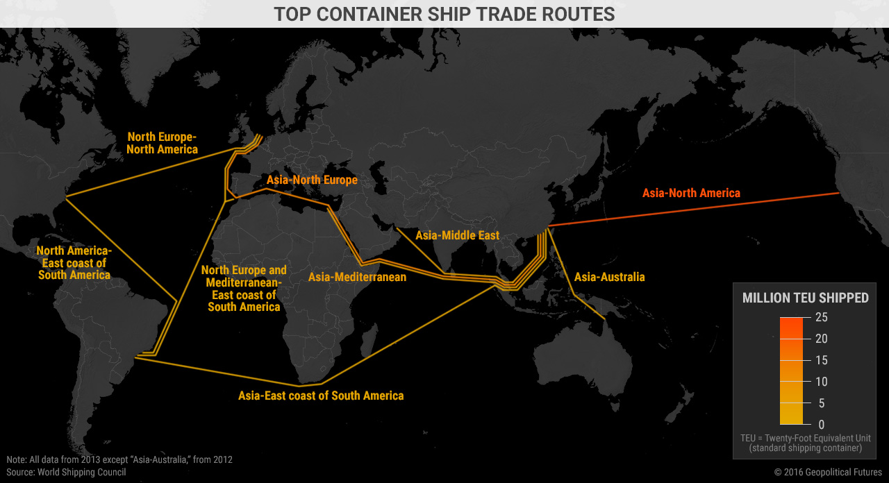 cargo ship travel south pacific