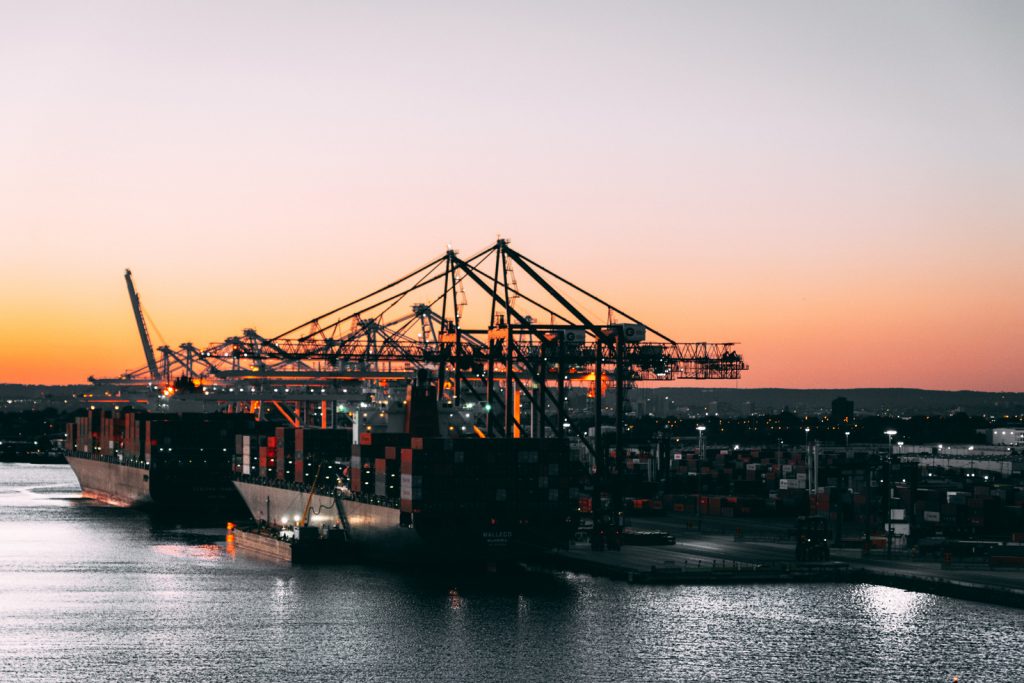 Canva port with cranes