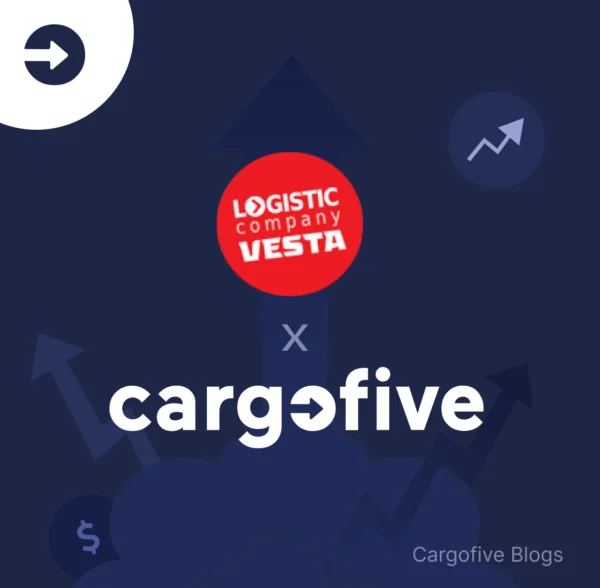 Logo of Vesta Forwarding and Cargofive as a representation of the strong partnership for digital transformation.