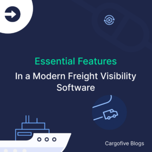 This is the blog thumbnail for a new blog article which covers the essentialfeatures a modern freight visibility software must have.